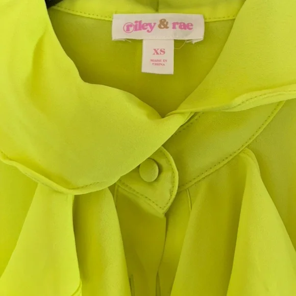 Riley & Rae Neon Yellow Ruffle Front Blouse - Picture 3 of 4